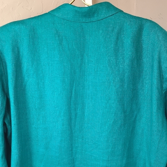 Liz Claiborne Vintage 100% Linen Blue Double-Breasted Blazer Jacket Size 12 - Picture 9 of 15